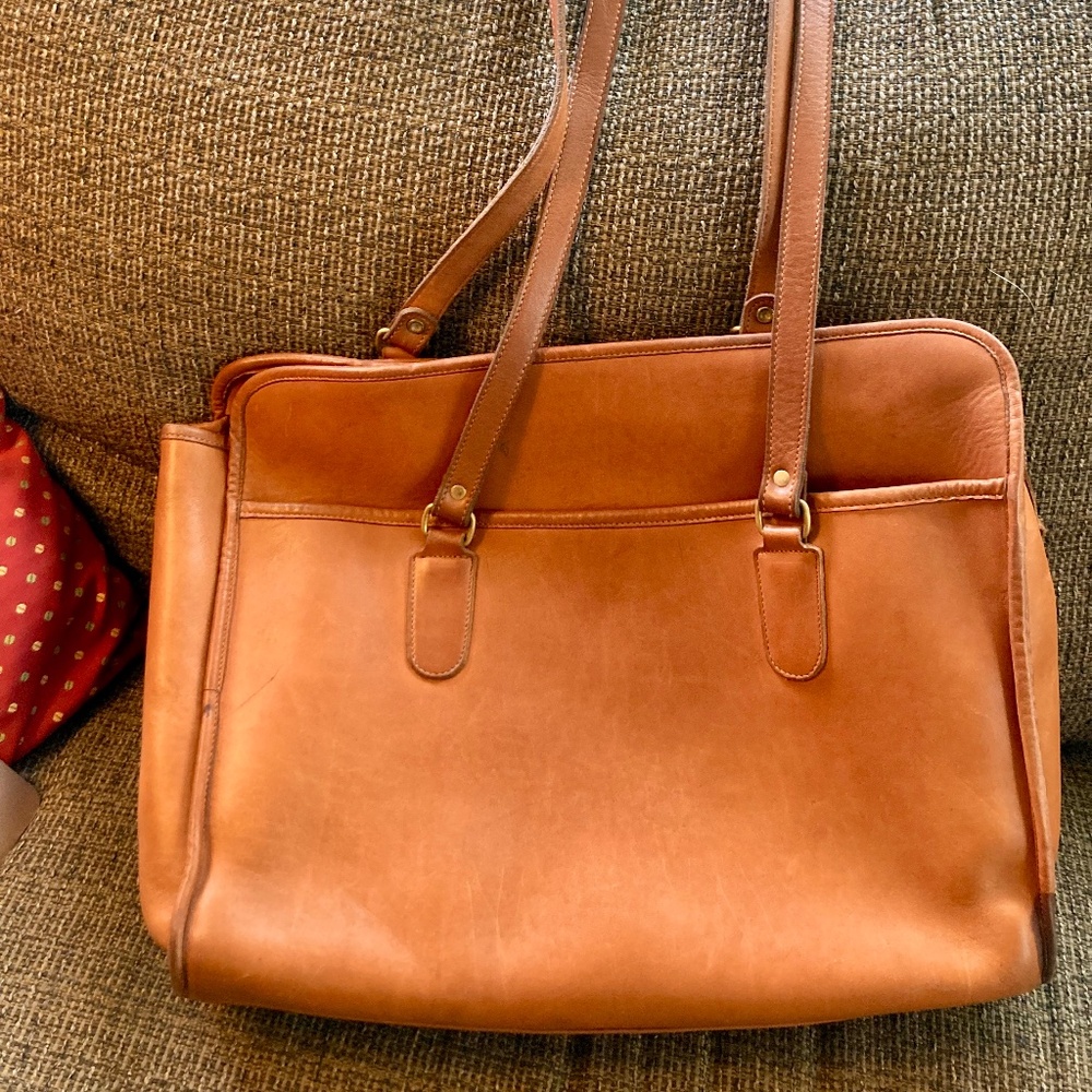 Gorgeous Laura USA full grain leather large tote bag with solid brass fittings